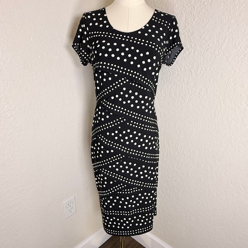 Polka Dot Dress Joseph Ribkoff Black White NWT Size 8 Career‎ Cocktail Office